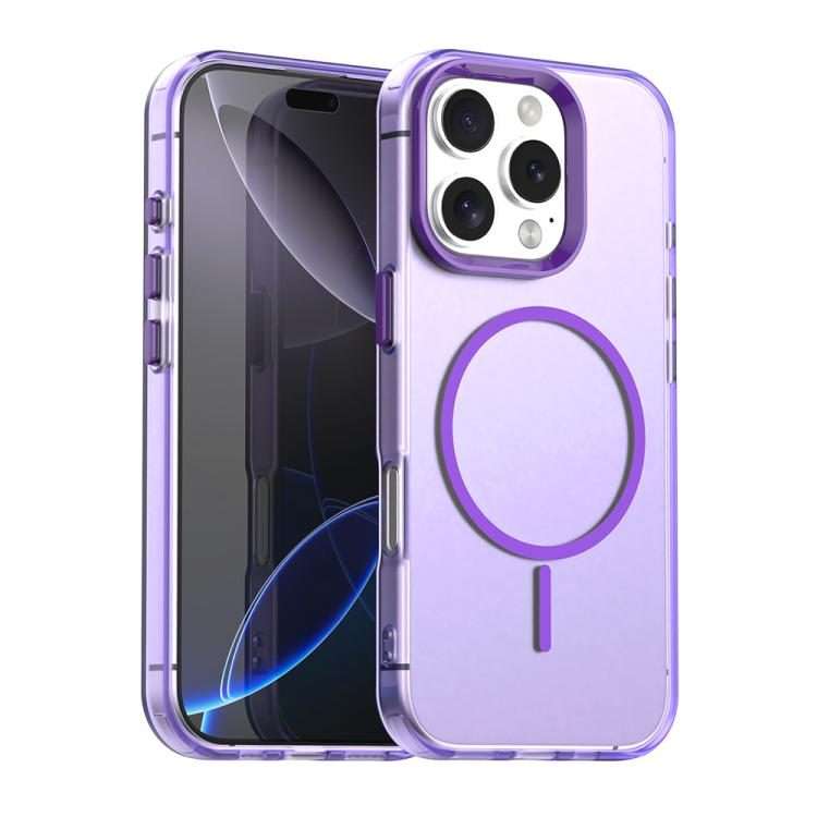 For iPhone 16 Pro Candy Fine Circle Magsafe PC Hybrid TPU Phone Case(Purple)