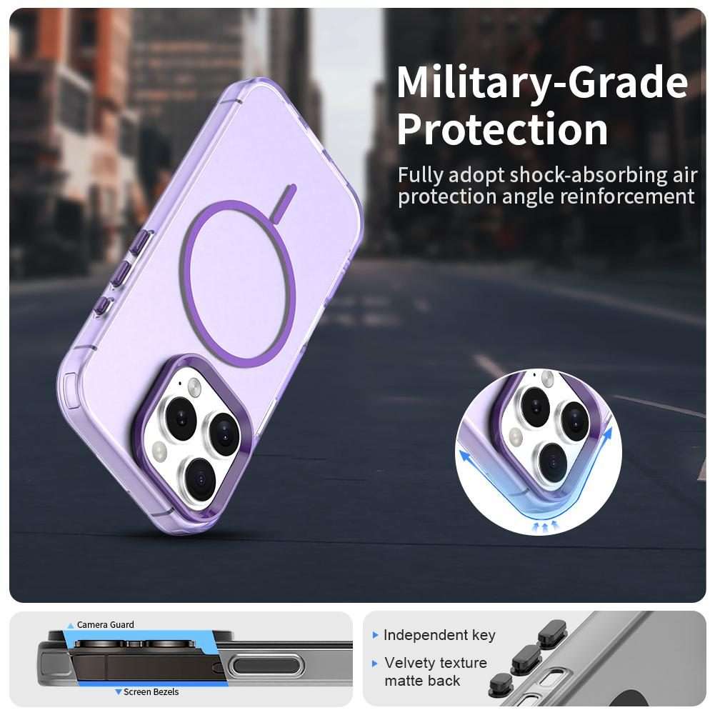For iPhone 16 Pro Candy Fine Circle Magsafe PC Hybrid TPU Phone Case(Purple)