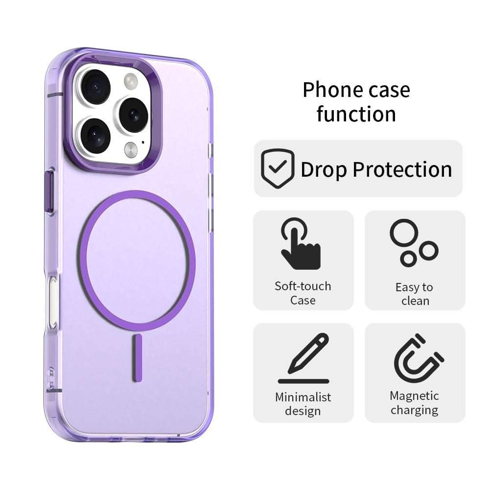 For iPhone 16 Pro Candy Fine Circle Magsafe PC Hybrid TPU Phone Case(Purple)
