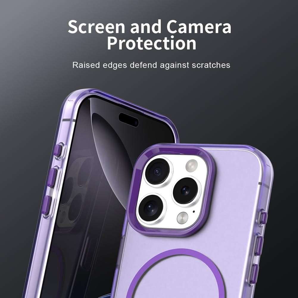 For iPhone 16 Pro Candy Fine Circle Magsafe PC Hybrid TPU Phone Case(Purple)