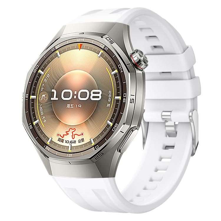 For Huawei Watch GT 6 Pro Silver Steel Buckle Solid Color Silicone Watch Band(White)