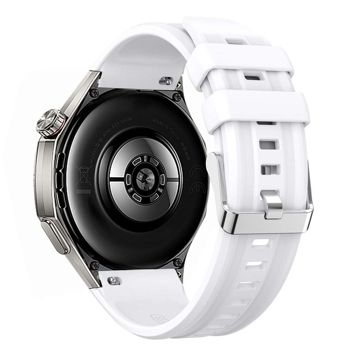 For Huawei Watch GT 6 Pro Silver Steel Buckle Solid Color Silicone Watch Band(White)