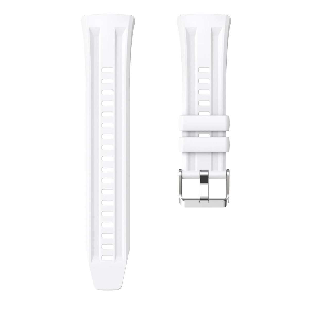 For Huawei Watch GT 6 Pro Silver Steel Buckle Solid Color Silicone Watch Band(White)