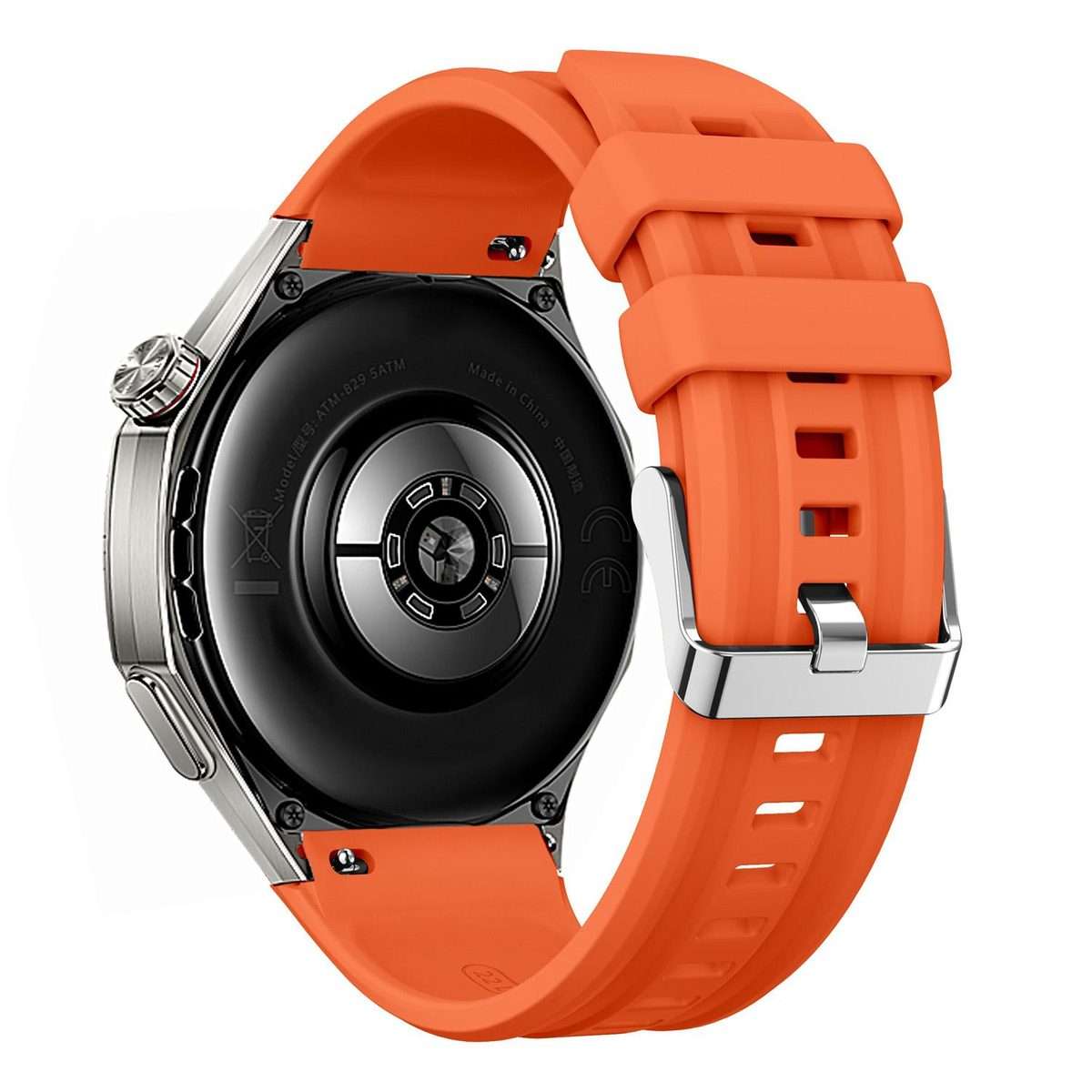 For Huawei Watch GT 6 Pro Silver Steel Buckle Solid Color Silicone Watch Band(Orange)