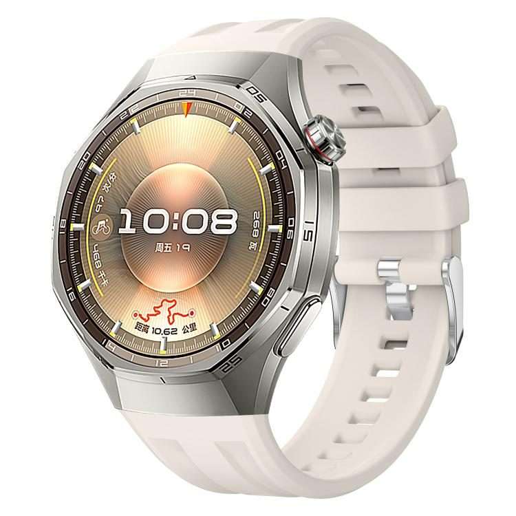 For Huawei Watch GT 6 Pro Silver Steel Buckle Solid Color Silicone Watch Band(Starlight)