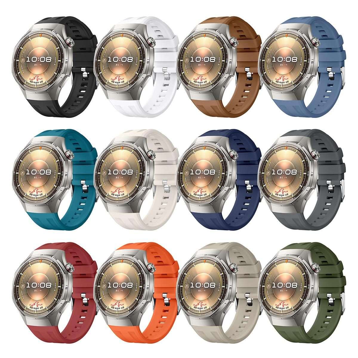 For Huawei Watch GT 6 Pro Silver Steel Buckle Solid Color Silicone Watch Band(Starlight)