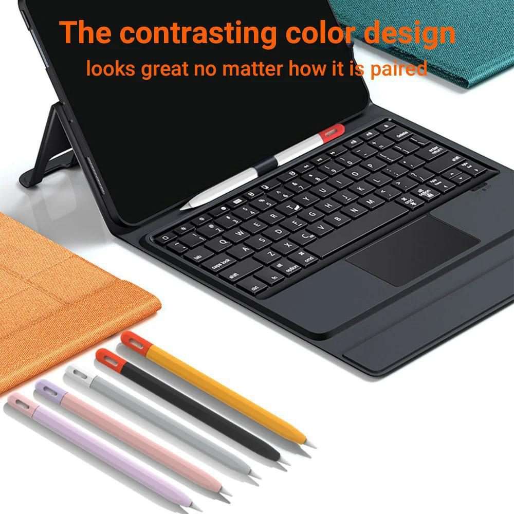 For Apple Pencil Pro / 2 XDcase Contrast Color Silicone Protective Stylus Pen Case(White)