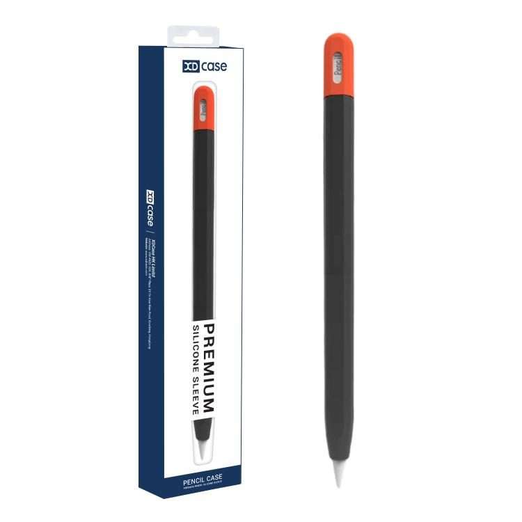 For Apple Pencil Pro / 2 XDcase Contrast Color Silicone Protective Stylus Pen Case(Black)