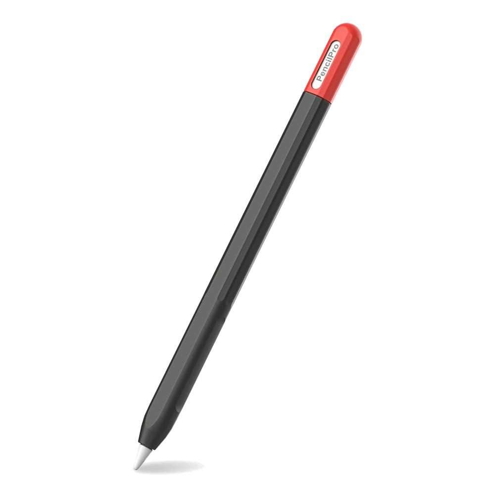 For Apple Pencil Pro / 2 XDcase Contrast Color Silicone Protective Stylus Pen Case(Black)