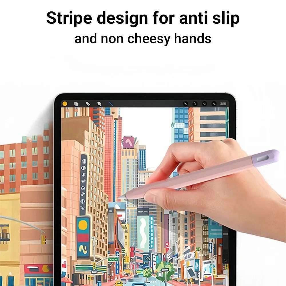 For Apple Pencil Pro / 2 XDcase Contrast Color Silicone Protective Stylus Pen Case(Grey)