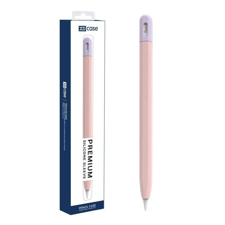For Apple Pencil Pro / 2 XDcase Contrast Color Silicone Protective Stylus Pen Case(Pink)