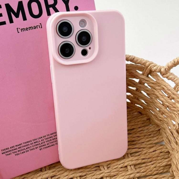 For iPhone 16 Pro Precision Hole Camera Frame Solid Color Phone Case(Pink)