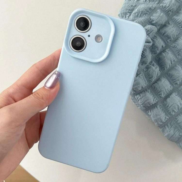For iPhone 17 Precision Hole Camera Frame Solid Color Phone Case(Blue)