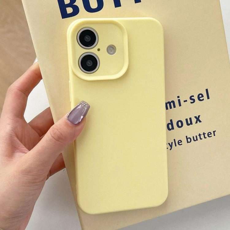 For iPhone 17 Precision Hole Camera Frame Solid Color Phone Case(Yellow)