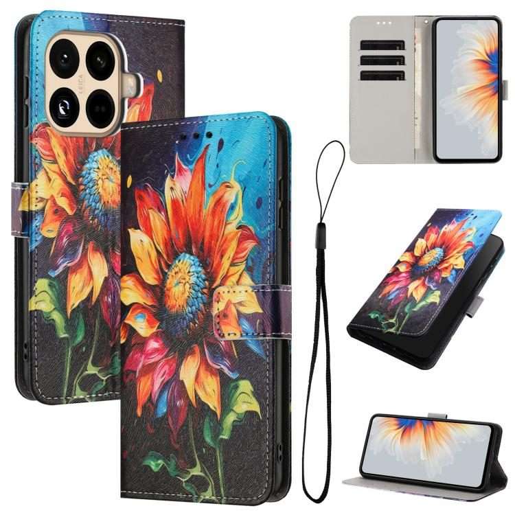 For Xiaomi 15T Pro 5G Color Drawing Pattern Leather Phone Case(Sunflower)