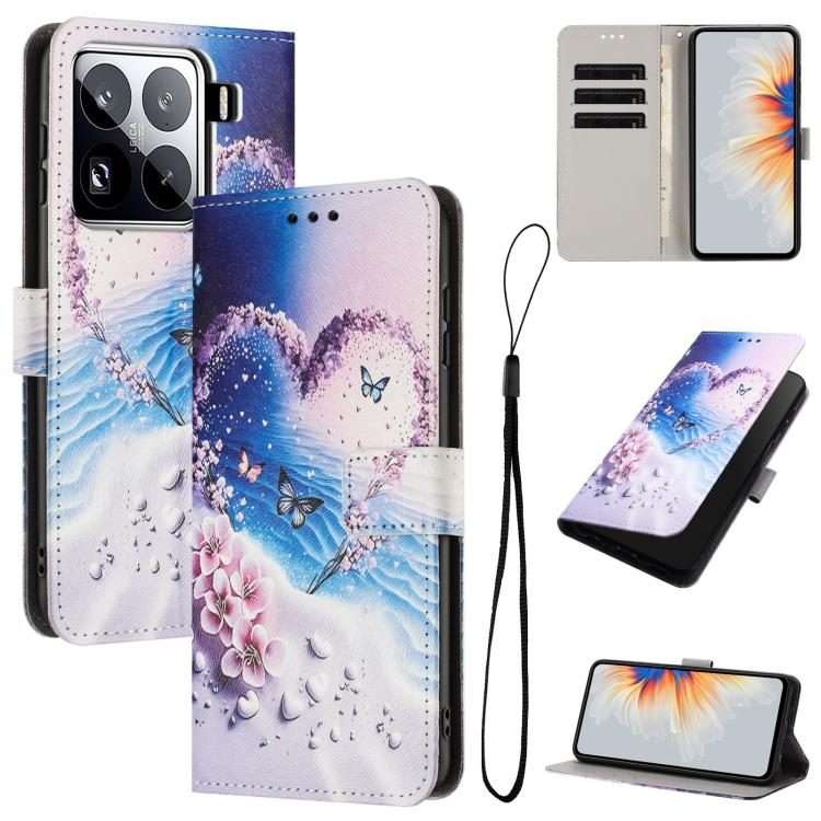 For Xiaomi 15 Pro Color Drawing Pattern Leather Phone Case(Love Butterfly)