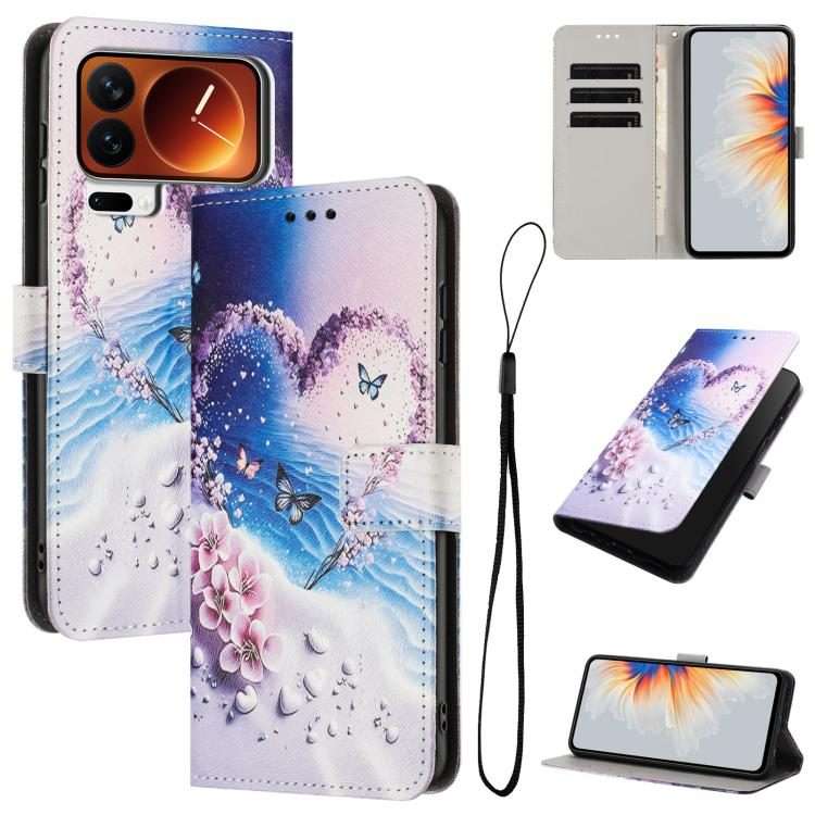 For Xiaomi 17 Pro Color Drawing Pattern Leather Phone Case(Love Butterfly)