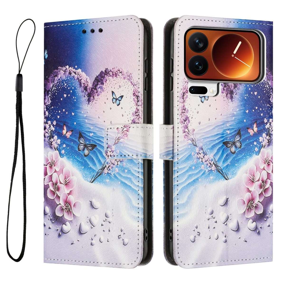 For Xiaomi 17 Pro Color Drawing Pattern Leather Phone Case(Love Butterfly)