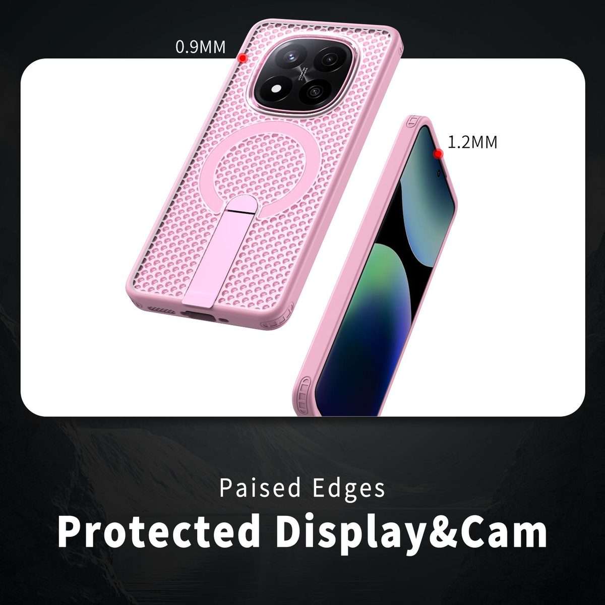 For Redmi Note 14 Pro / Note 14 Pro+ 5G Honeycomb Cooling MagSafe Holder Phone Case(Pink)