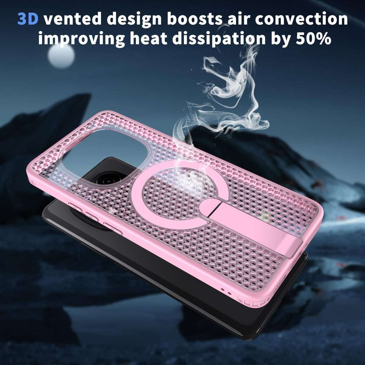 For Redmi Note 14 Pro / Note 14 Pro+ 5G Honeycomb Cooling MagSafe Holder Phone Case(Pink)