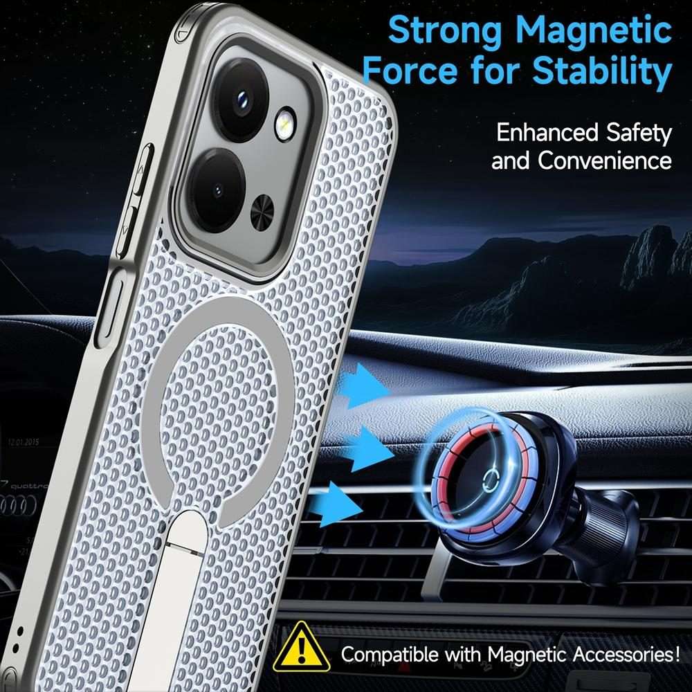 For Redmi 15C 5G / 4G EU 173mm / Poco C85 5G Honeycomb Cooling MagSafe Holder ... (Titanium Grey)