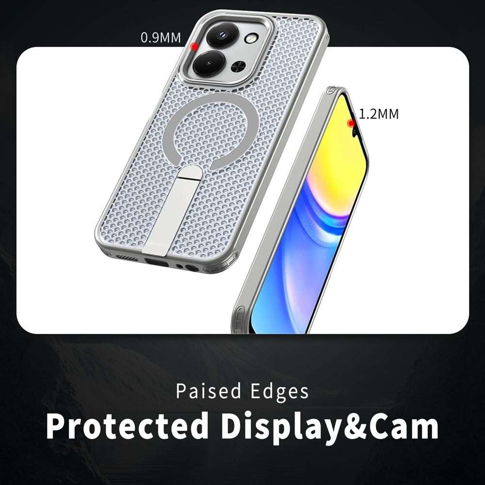 For Redmi 15C 5G / 4G EU 173mm / Poco C85 5G Honeycomb Cooling MagSafe Holder ... (Titanium Grey)