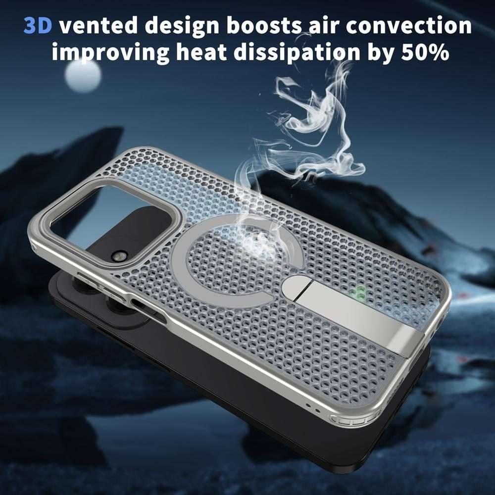 For Redmi 15C 5G / 4G EU 173mm / Poco C85 5G Honeycomb Cooling MagSafe Holder ... (Titanium Grey)