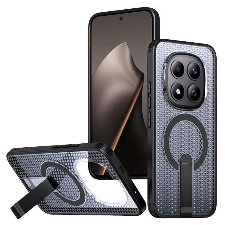 For Redmi Note 15 Pro+ 5G 163.3mm / Poco M8 Pro 5G Honeycomb Cooling MagSafe Holder Ph ... (Black)