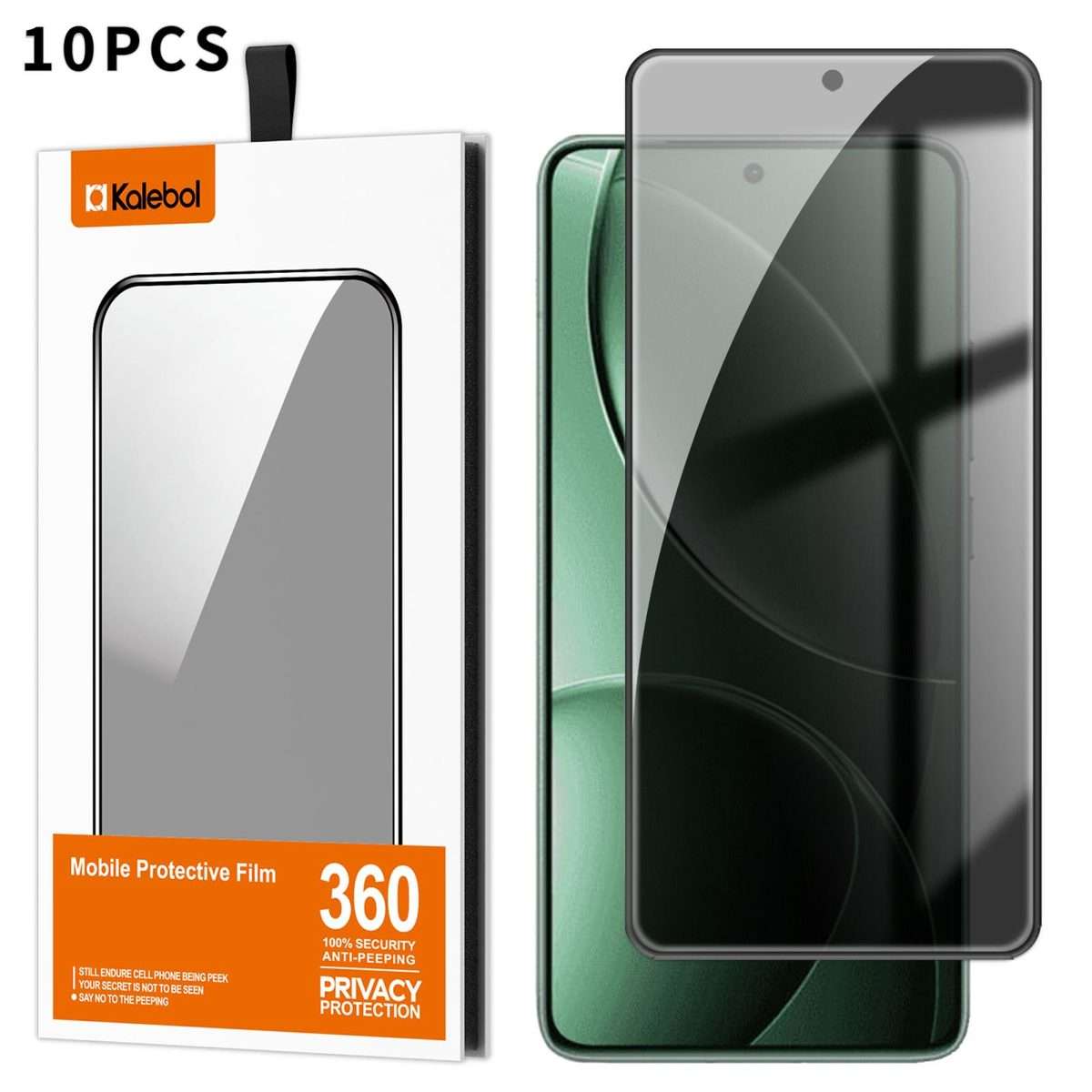For Redmi K80 10pcs Kalebol High-Aluminum Screen-Printed Full-Coverage Black-Border Privacy Temper