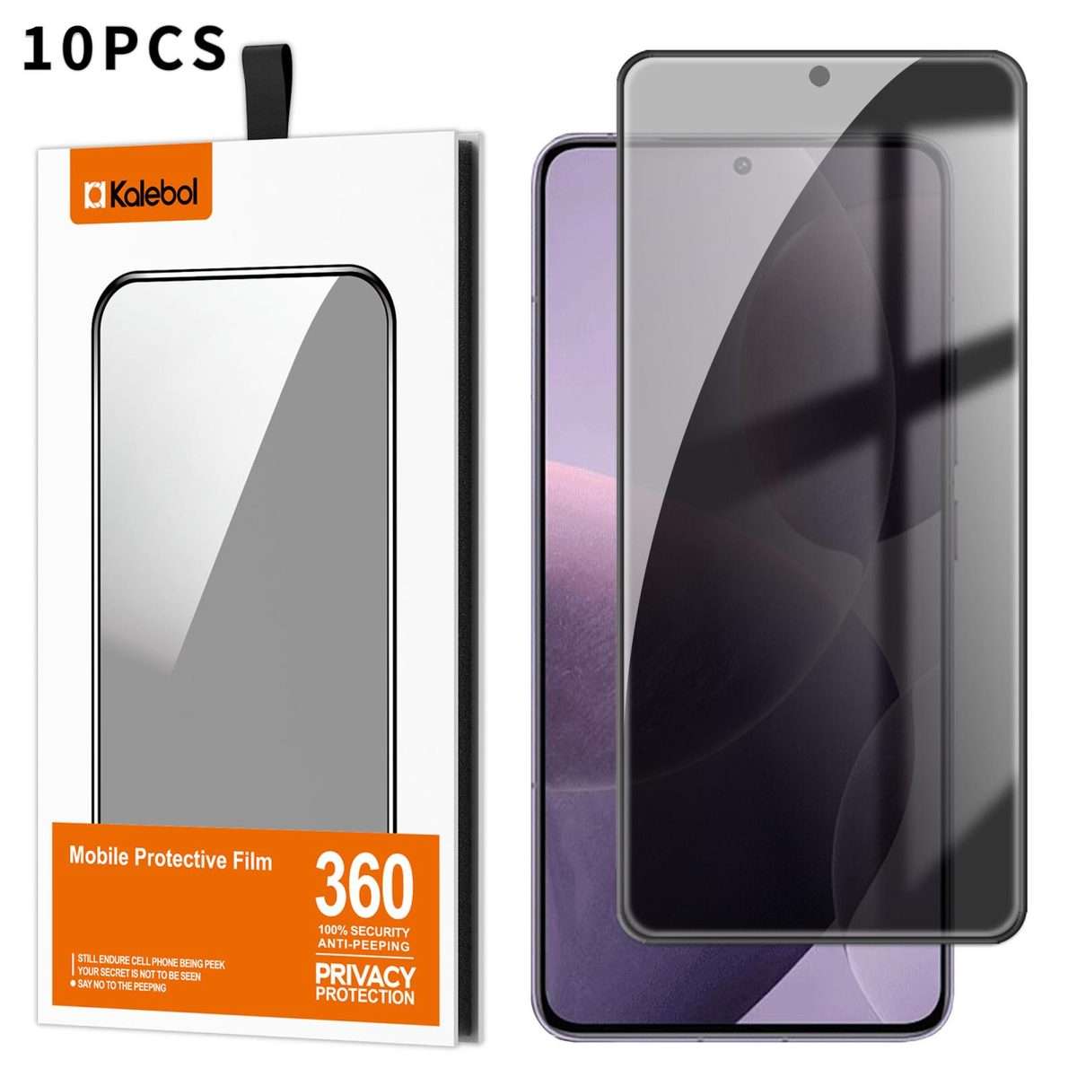 For Redmi K70 10pcs Kalebol High-Aluminum Screen-Printed Full-Coverage Black-Border Privacy Temper