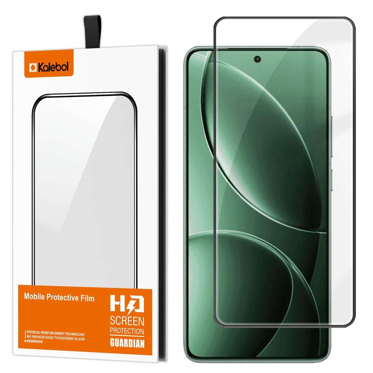 For Redmi K80 Kalebol High-Aluminum Screen-Printed Full-Coverage Anti-Fingerprint Black-Bordered H