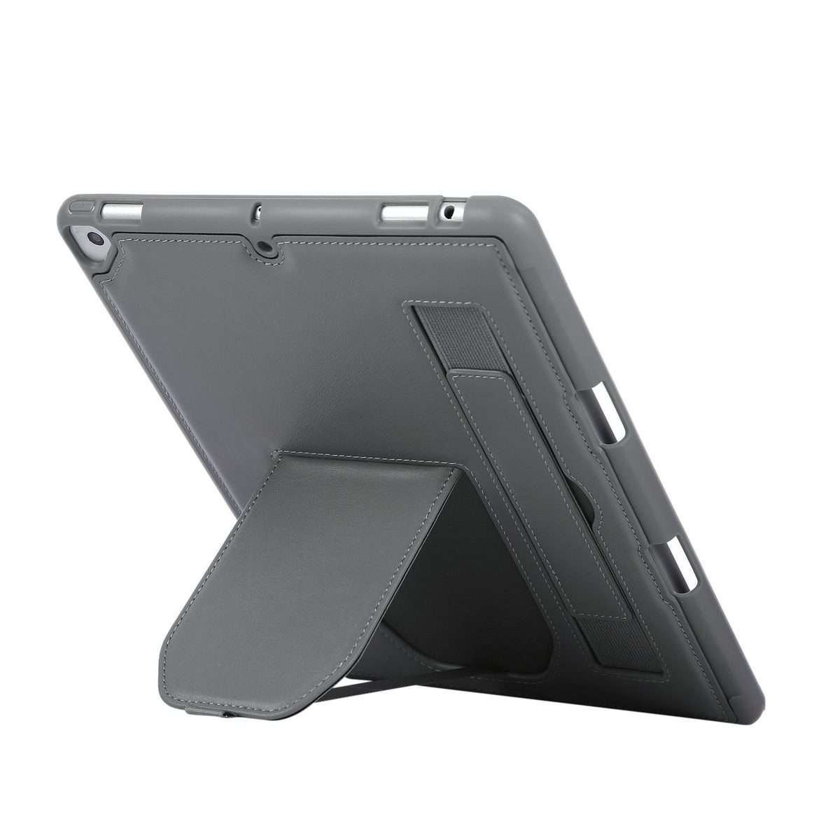 For iPad 10.2 2021 / 10.5 2019 Hand Grip Holder Tablet Case with Pen Slot(Grey)