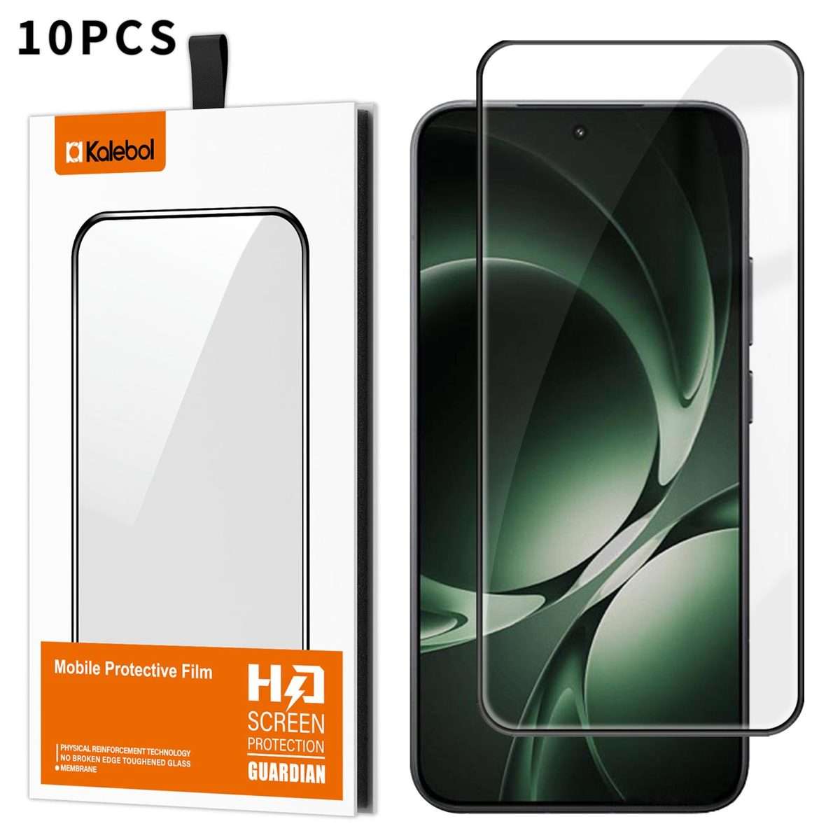 For Redmi K80 Ultra 10pcs Kalebol High-Aluminum Screen-Printed Full-Coverage Anti-Fingerprint Blac