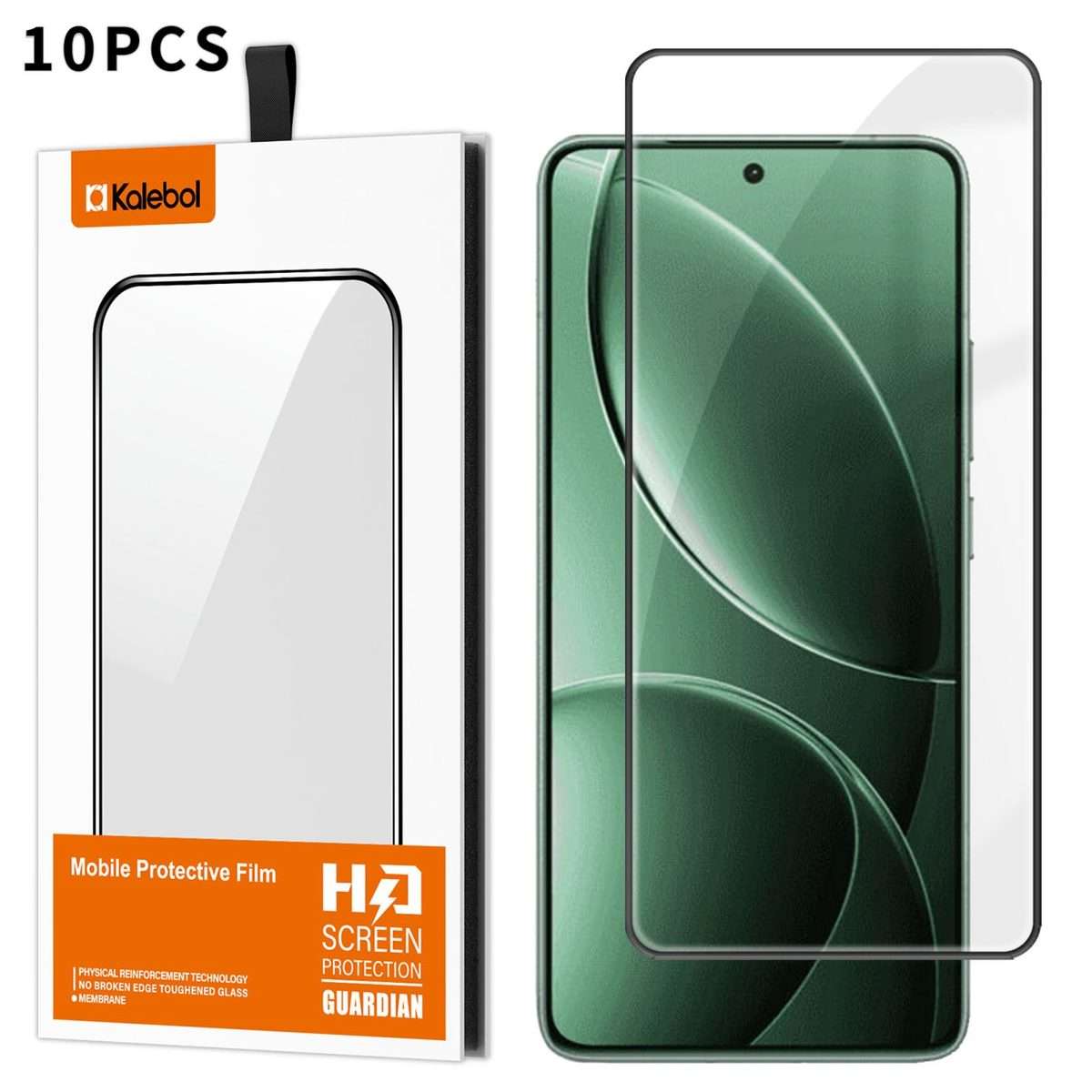 For Redmi K80 Pro 10pcs Kalebol High-Aluminum Screen-Printed Full-Coverage Anti-Fingerprint Black-