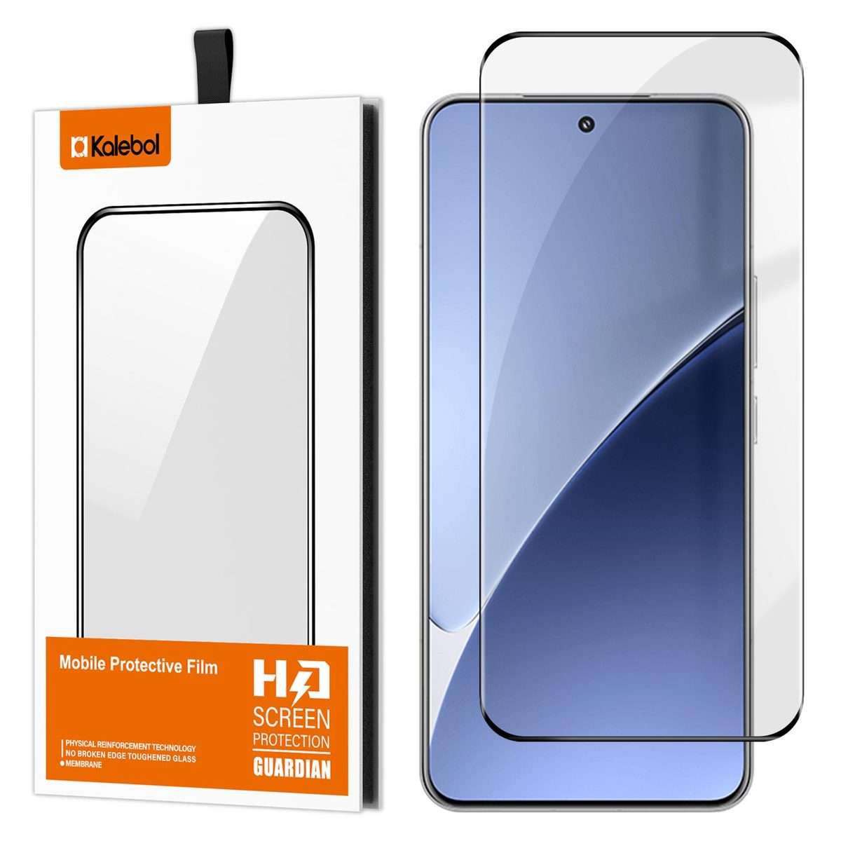 For Xiaomi 15 Pro Kalebol Curved High-Aluminum Screen-Printed Full-Coverage Anti-Fingerprint Black