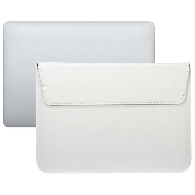 PU Leather Ultra-thin Envelope Bag Laptop Bag for MacBook Air / Pro 13 inch, with Stan ... (White)