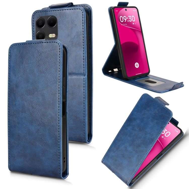 For T-Mobile Revvl 8 Pro 5G Magnetic Vertical Flip Leather Phone Case with Buckle(Blue)