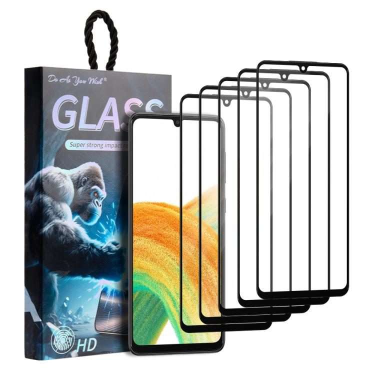 For Samsung Galaxy A33 5G 5pcs / Pack Do As You Wish Silk Screen Printed HD Tempered G ... (Black)