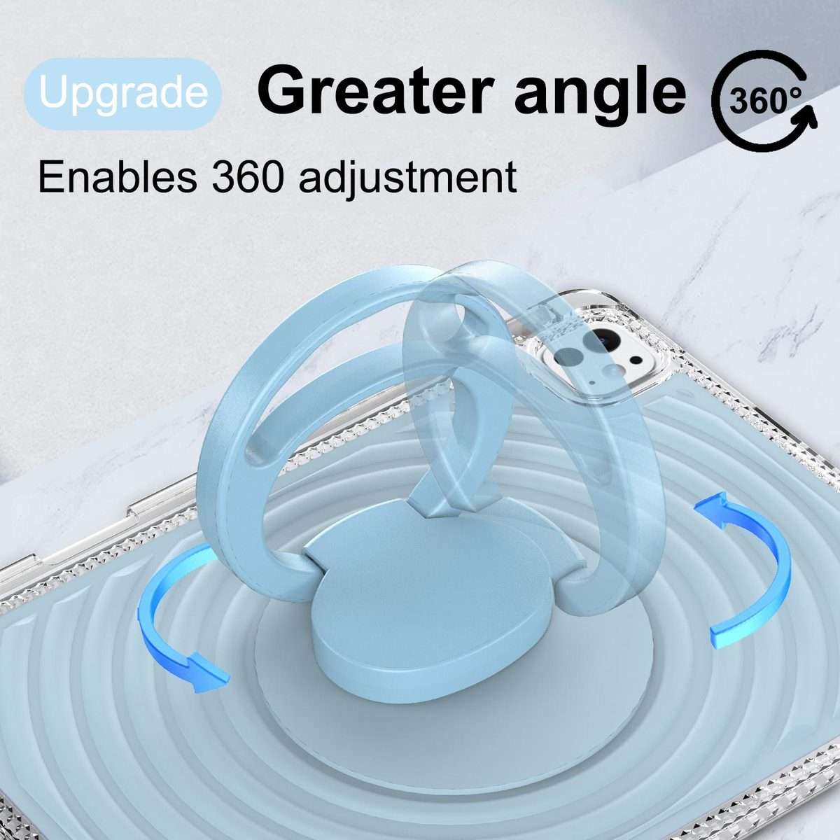 For iPad Pro 11 2025 / 2024 Wave Texture Rotating Holder Tablet Case with Pen Slot(Ice Blue)