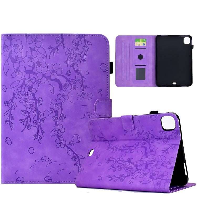For iPad Air 11 2026 / 2025 / 2024 Plum Blossom Embossed Smart Leather Tablet Case(Light Purple)
