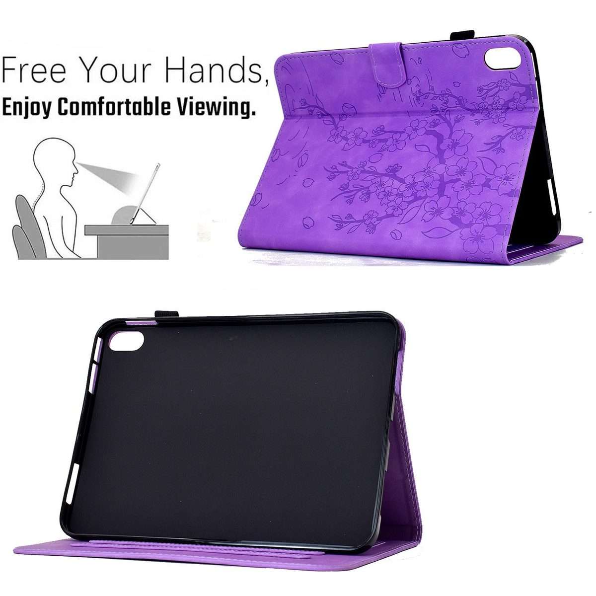 For iPad Air 11 2026 / 2025 / 2024 Plum Blossom Embossed Smart Leather Tablet Case(Light Purple)