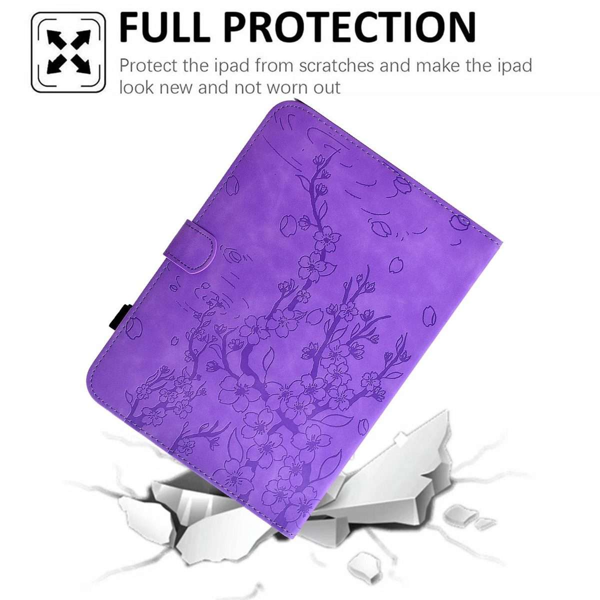 For iPad Air 11 2026 / 2025 / 2024 Plum Blossom Embossed Smart Leather Tablet Case(Light Purple)