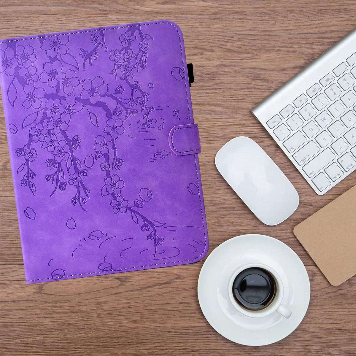 For iPad Air 11 2026 / 2025 / 2024 Plum Blossom Embossed Smart Leather Tablet Case(Light Purple)