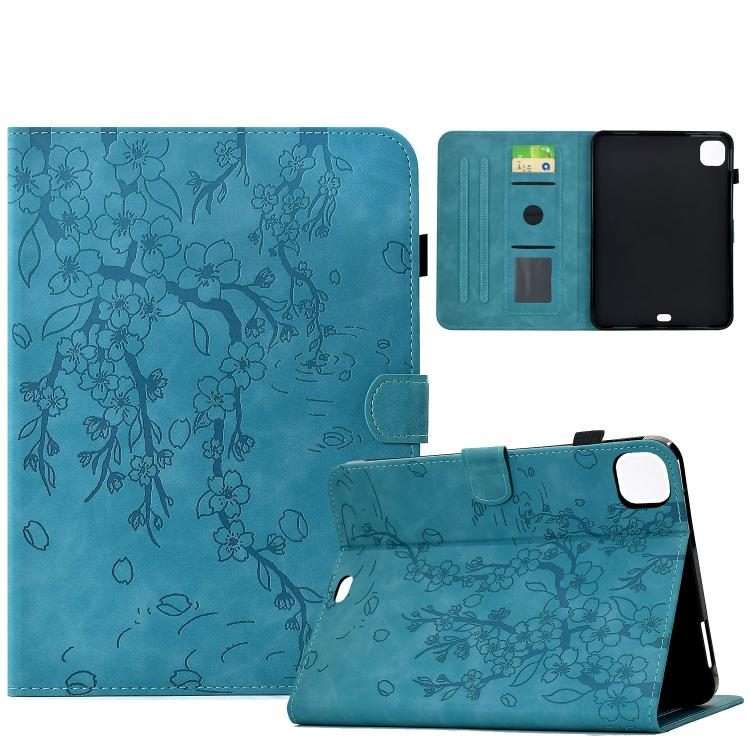 For iPad Air 11 2026 / 2025 / 2024 Plum Blossom Embossed Smart Leather Tablet Case(Light Blue)