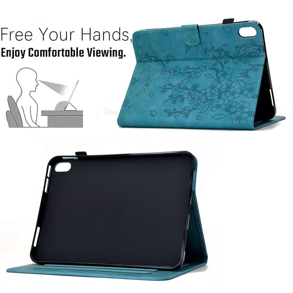 For iPad Air 11 2026 / 2025 / 2024 Plum Blossom Embossed Smart Leather Tablet Case(Light Blue)