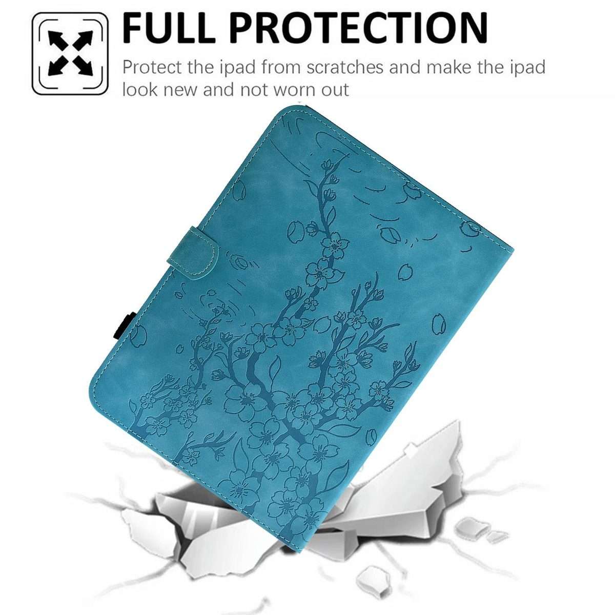 For iPad Air 11 2026 / 2025 / 2024 Plum Blossom Embossed Smart Leather Tablet Case(Light Blue)