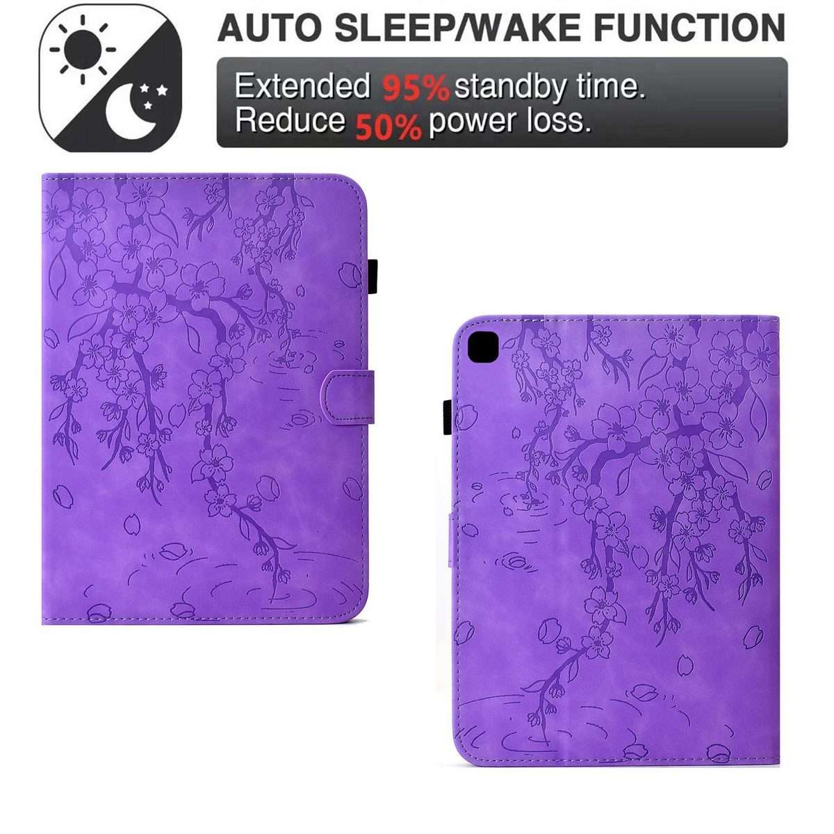 For iPad 10.2 2021 / 10.5 2019 Plum Blossom Embossed Smart Leather Tablet Case(Light Purple)