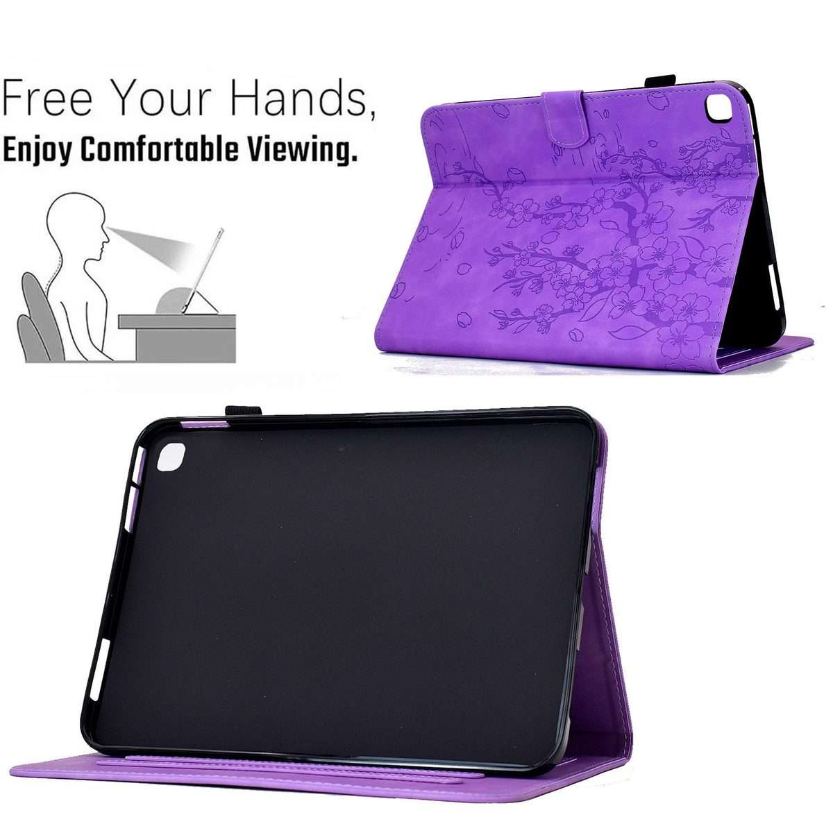 For iPad 10.2 2021 / 10.5 2019 Plum Blossom Embossed Smart Leather Tablet Case(Light Purple)