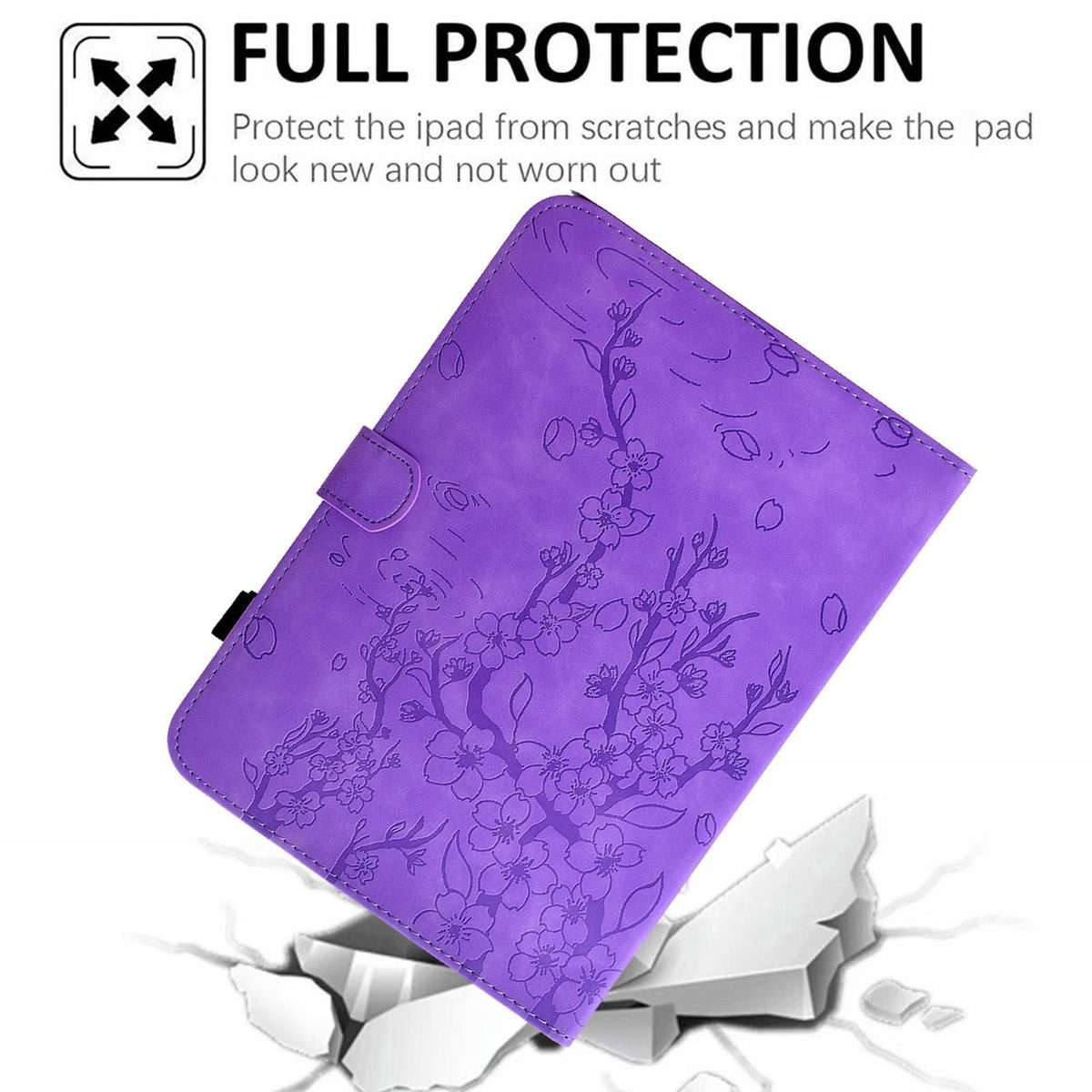 For iPad 10.2 2021 / 10.5 2019 Plum Blossom Embossed Smart Leather Tablet Case(Light Purple)