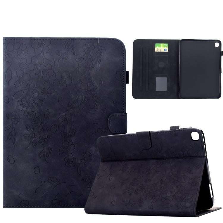 For iPad 10.2 2021 / 10.5 2019 Plum Blossom Embossed Smart Leather Tablet Case(Black)